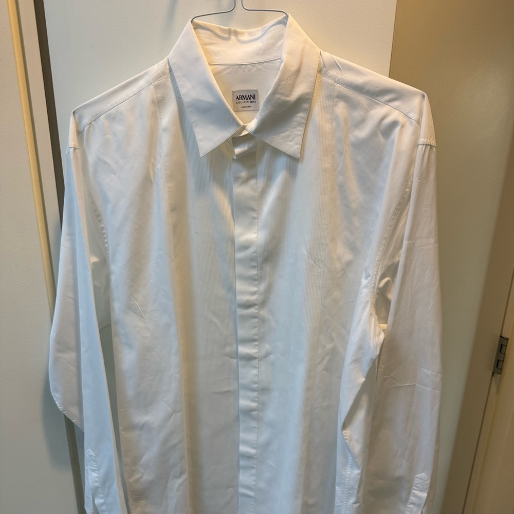 Size 17 Armani Collezioni white tuxedo shirt